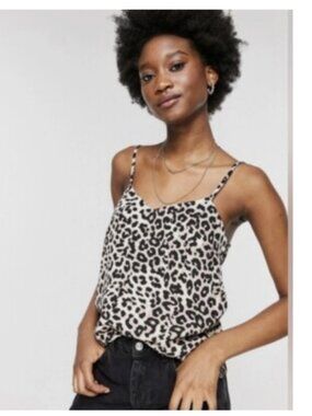 LOFT Animal Print Camisole Tank Top, Brown / Black | Size Small